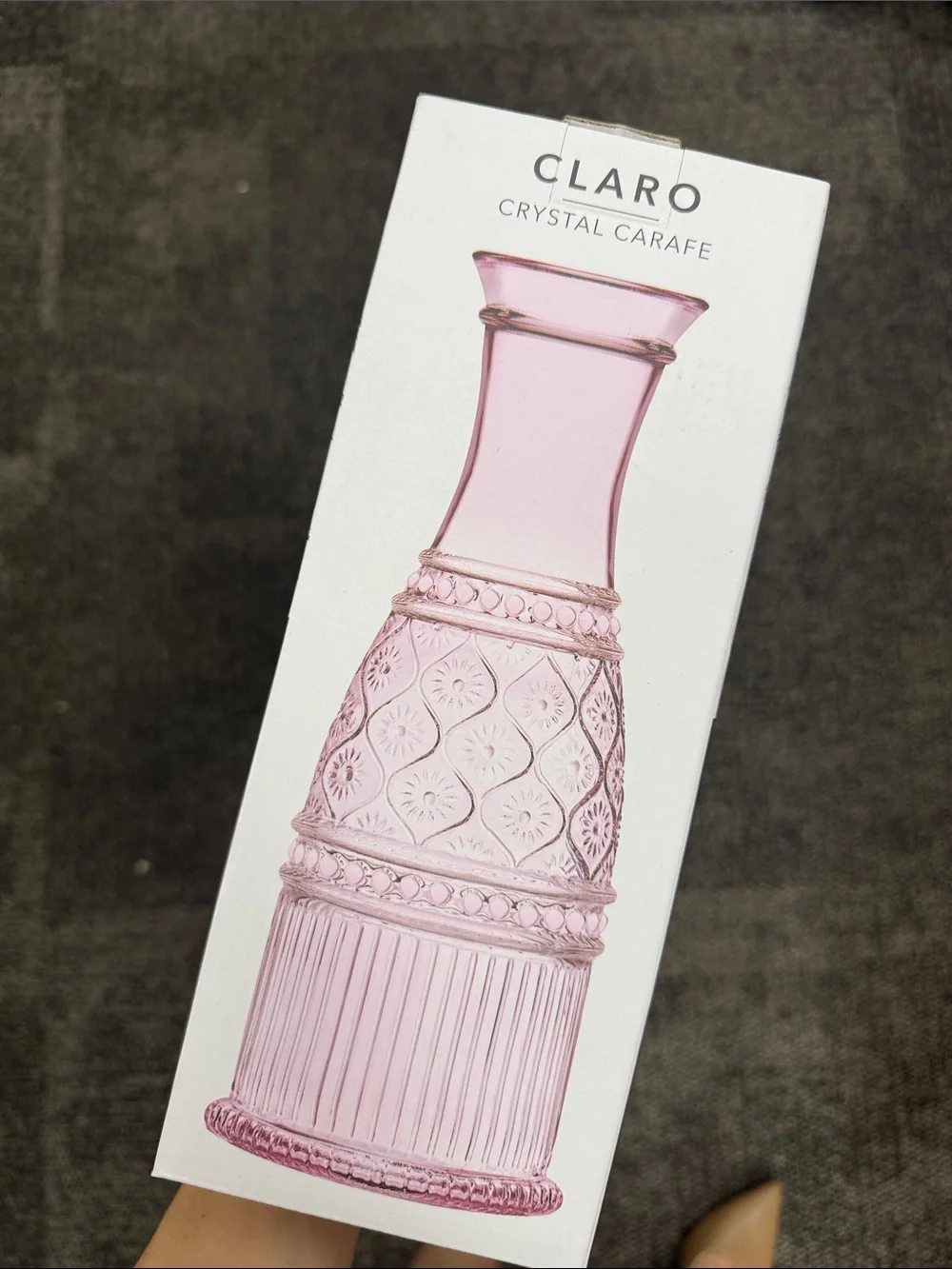 Godinger Rose Pink Patterned Crystal Carafe